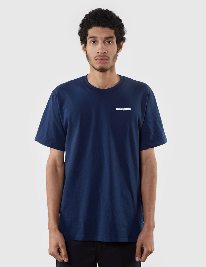 Patagonia P-6 Logo T-Shirt - Navy Blue