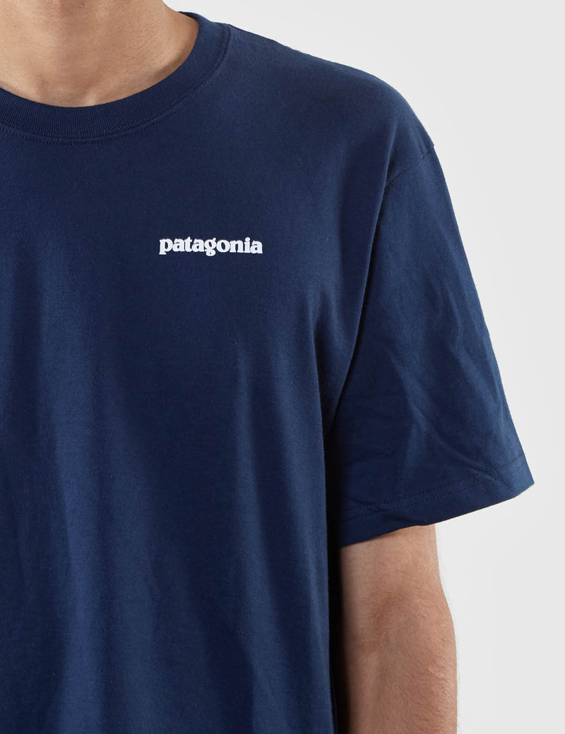 Patagonia P-6 Logo T-Shirt - Navy Blue