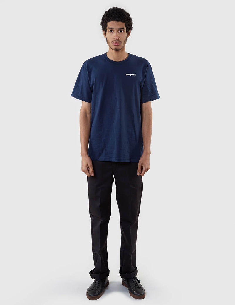 Patagonia P-6 Logo T-Shirt - Navy Blue