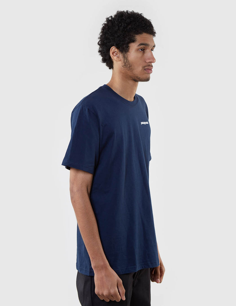 Patagonia P-6 Logo T-Shirt - Navy Blue