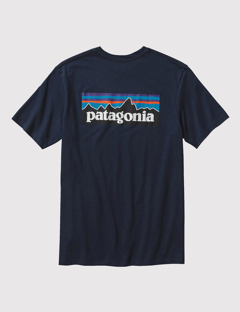 Patagonia P-6 Logo T-Shirt - Navy Blue