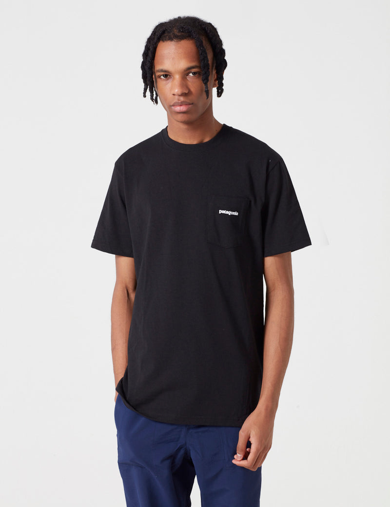 Patagonia P-6 Logo Pocket T-Shirt - Black