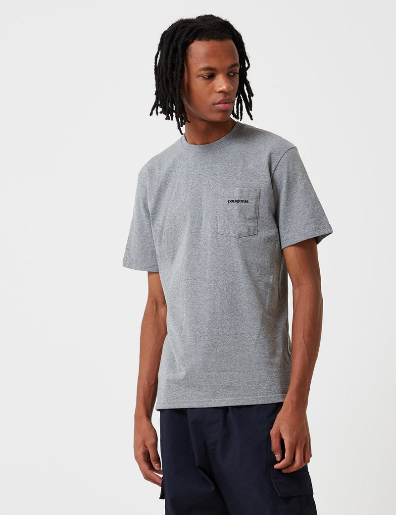 Patagonia P-6 Logo Pocket Responsibili-Tee T-Shirt - Gravel Heather Grey