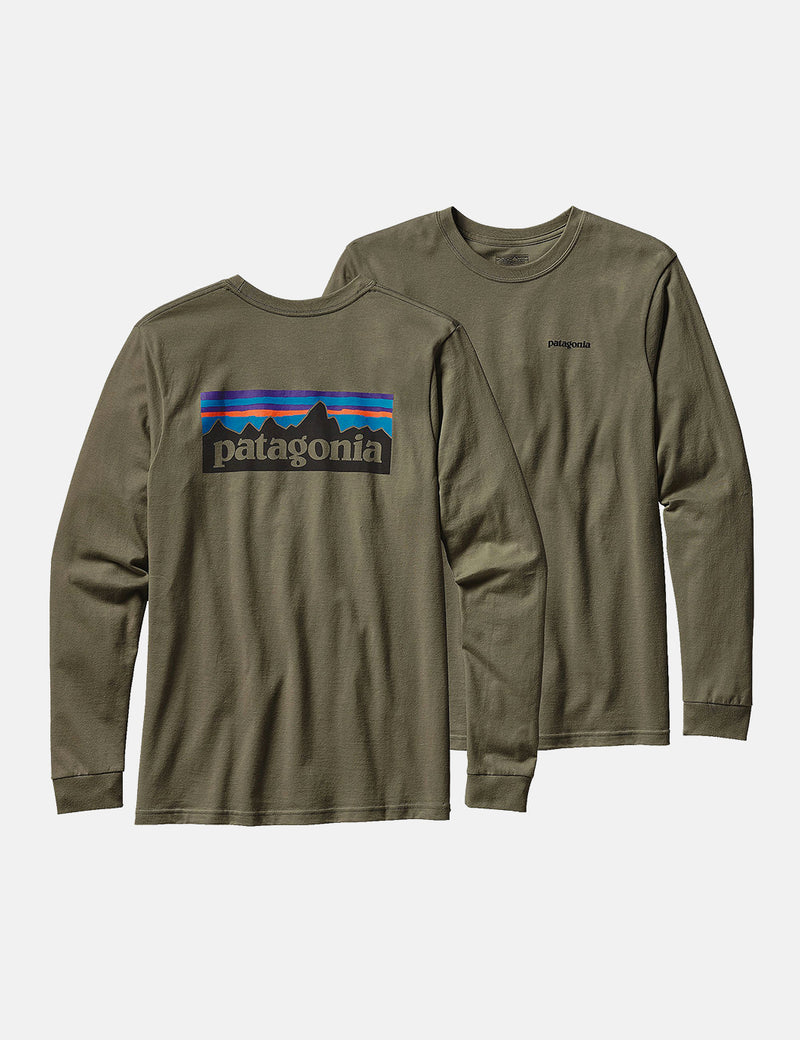 Patagonia P-6 Logo Long Sleeve T-Shirt - Industrial Green
