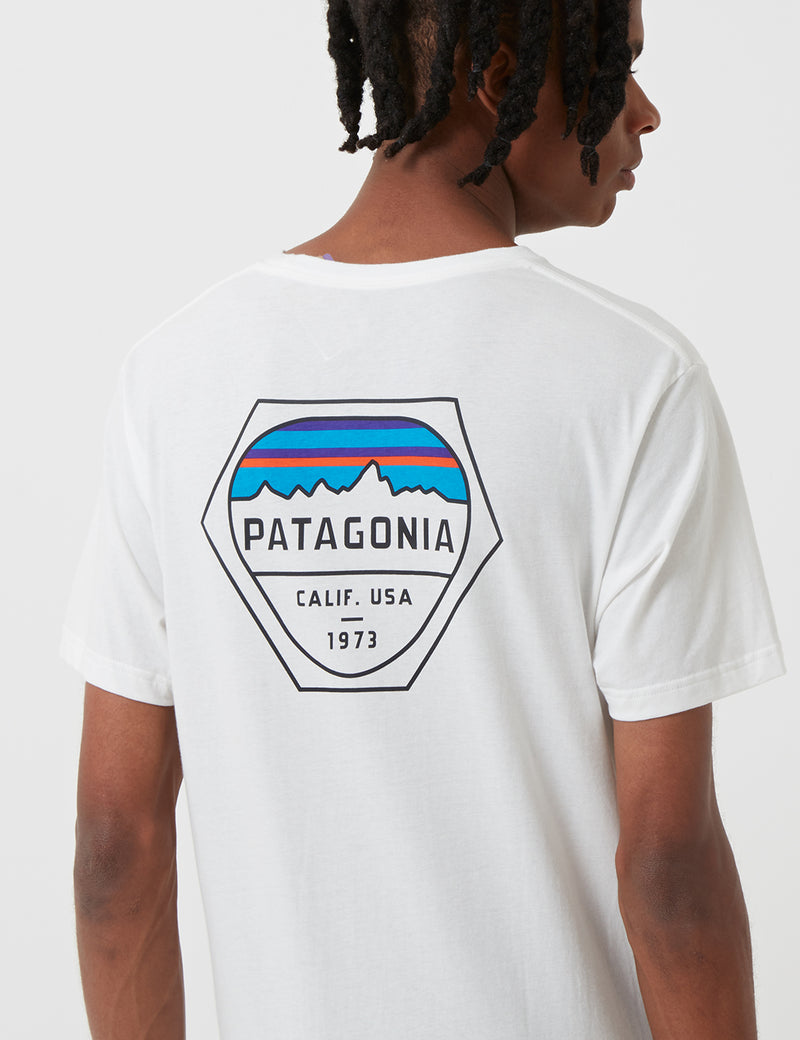 Patagonia Fitz Roy Hex Organic Pocket T-Shirt - White