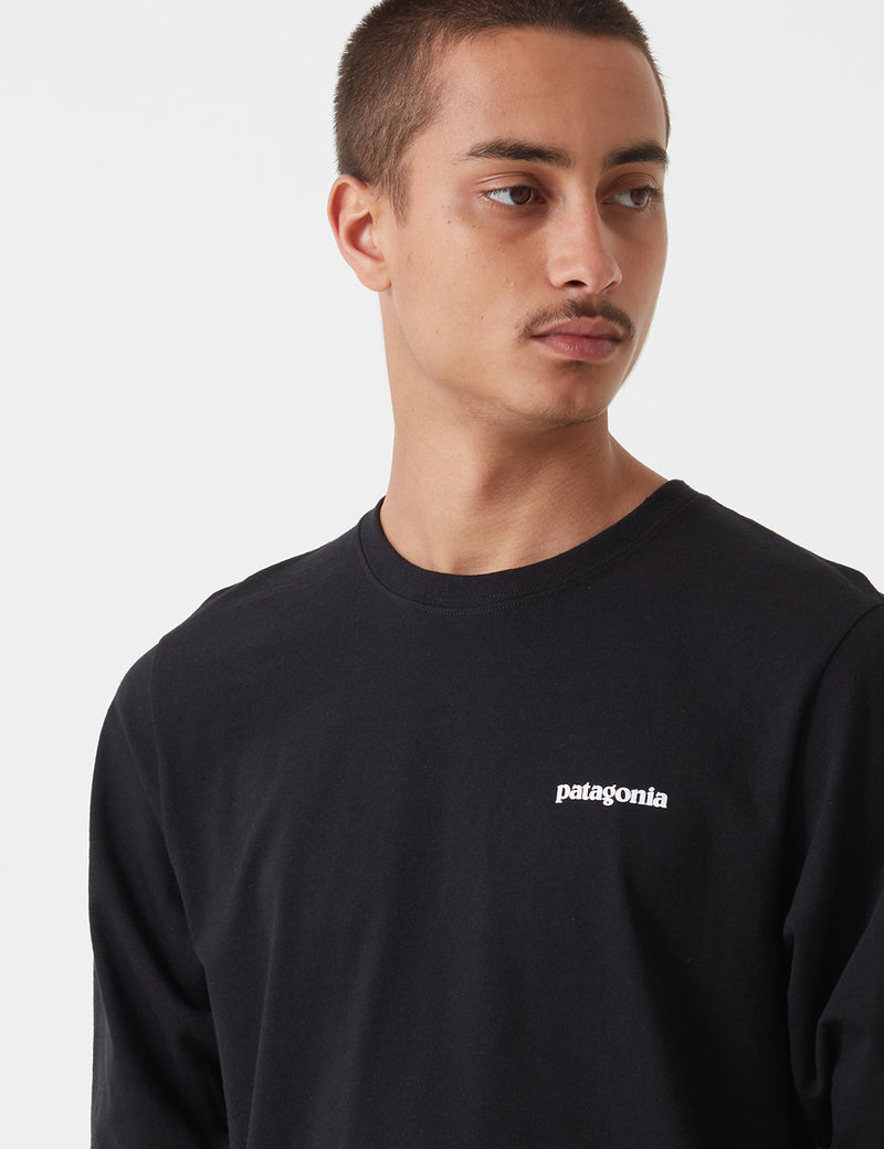 パタゴニアP-6ロゴレスポンシビリ-Tシャツ長袖Tシャツ-ブラック