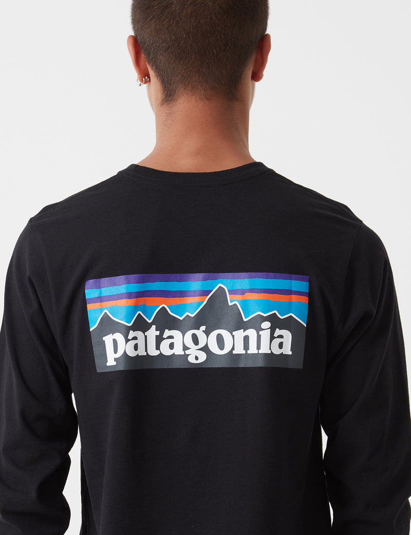 T-Shirt à Manche Longue Patagonia P-6 Logo Responsibili-Tee - Black