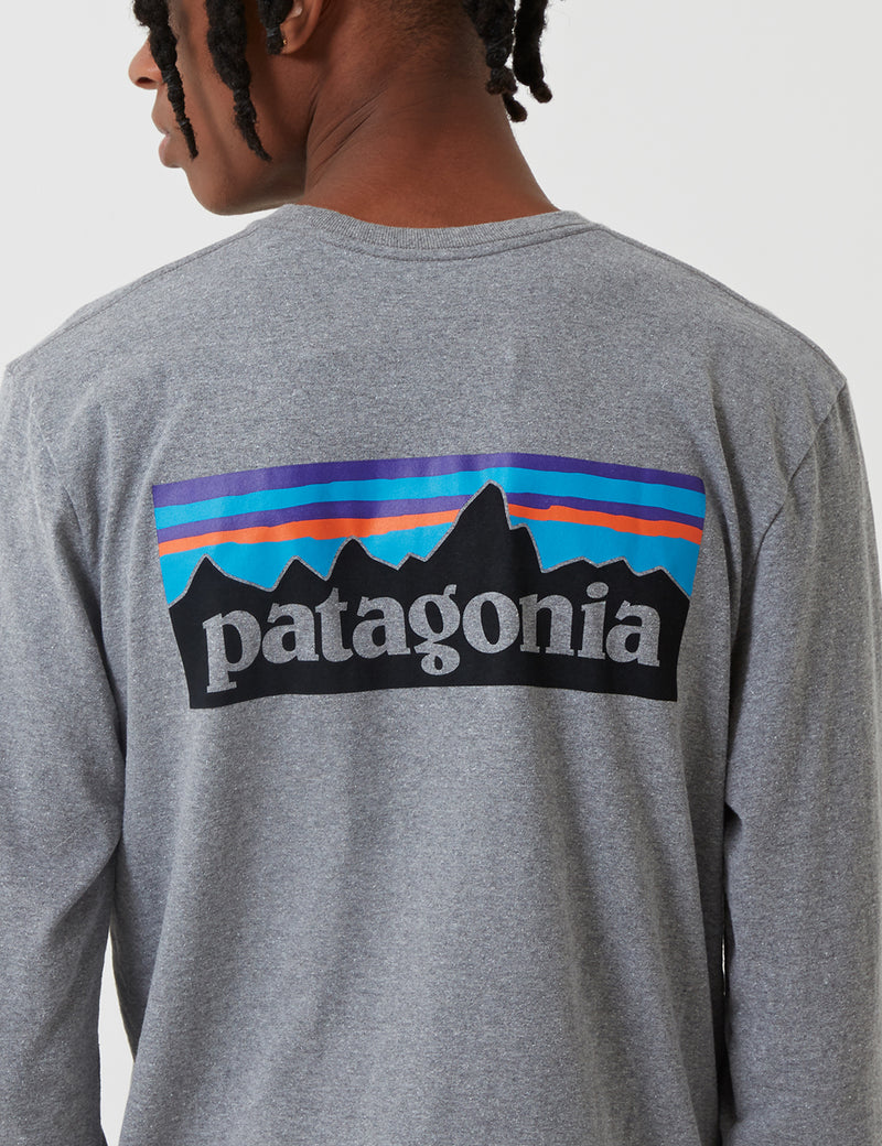 Patagonia P-6 Logo Responsibili-Tee Long Sleeved T-Shirt - Gravel Grey Heather
