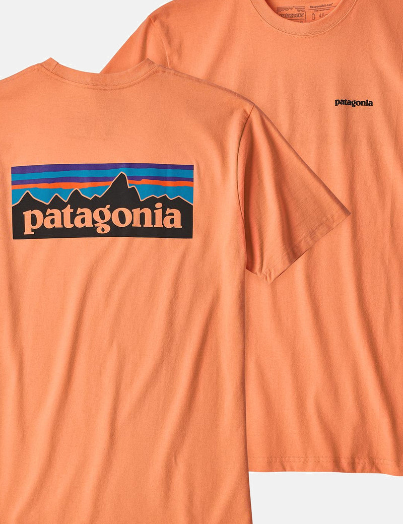 Patagonia P-6 로고 리스폰시 빌리 티 티셔츠-피치 셔벗 오렌지