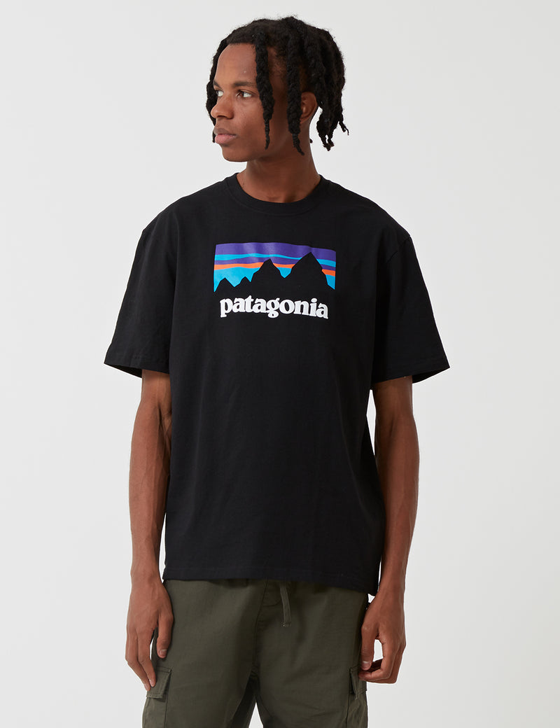 patagonia Tシャツ ショップ・ステッカー　ブラック S パタゴニアメンズ