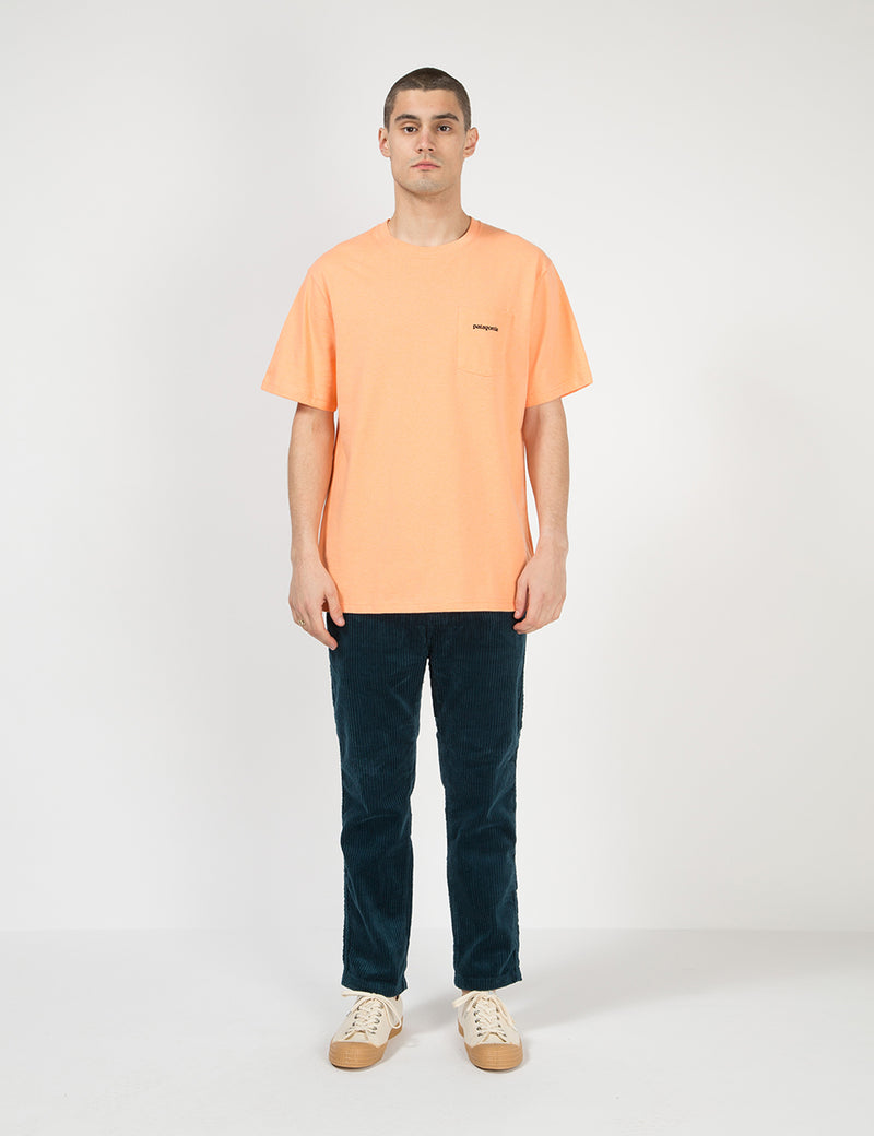 パタゴニアP-6ロゴポケットレスポンシビリ-Tシャツ-ピーチシャーベットオレンジ