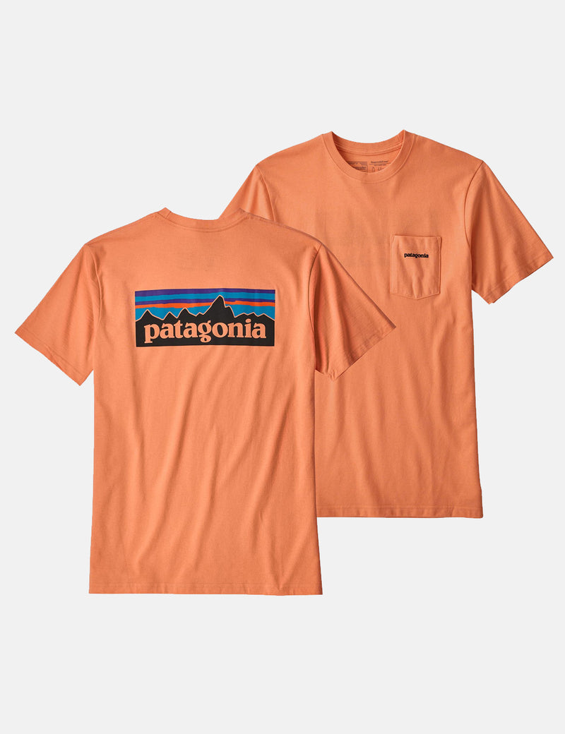 パタゴニアP-6ロゴポケットレスポンシビリ-Tシャツ-ピーチシャーベットオレンジ