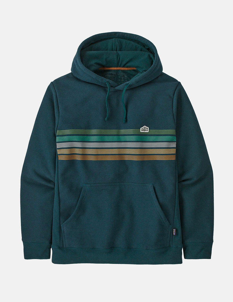 Patagoniaラインロゴリッジストライプ蜂起フーディー-ダークボレアリスグリーン