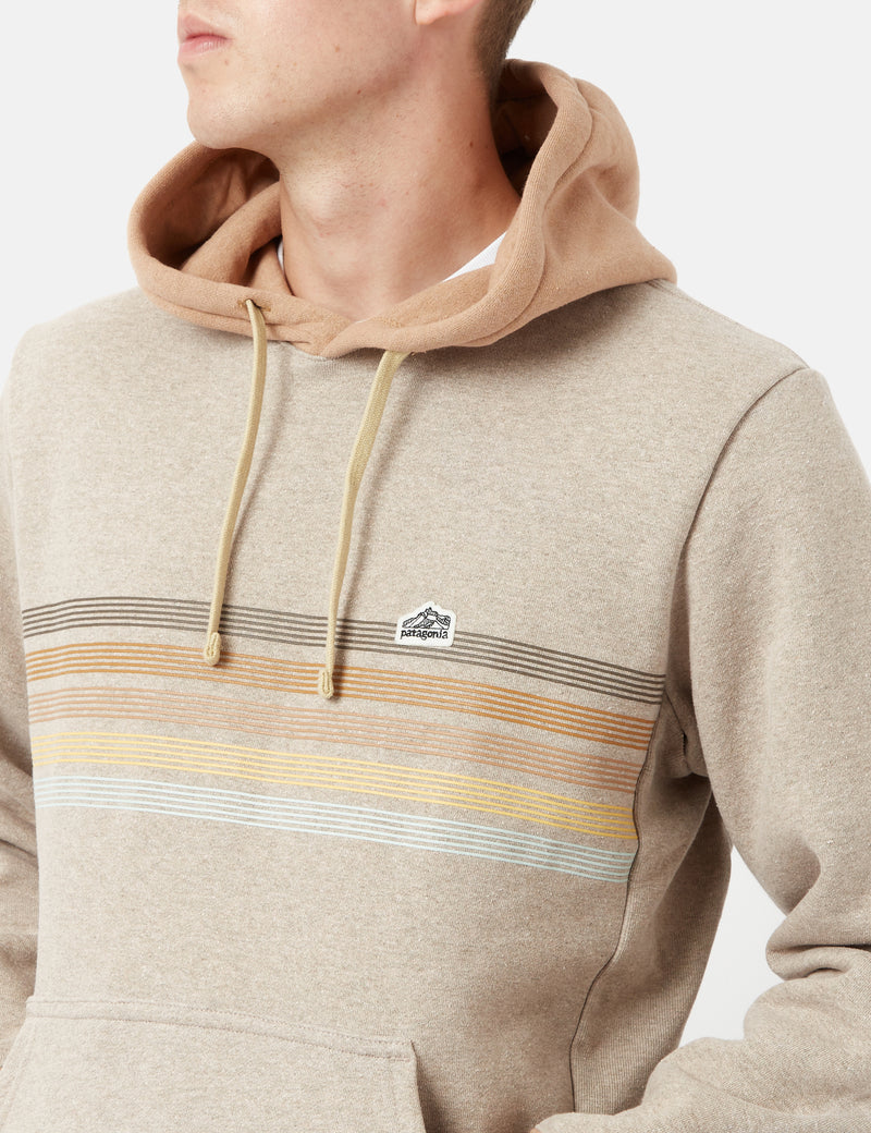 Patagoniaライン ロゴ リッジ ストライプ アップライザル フーデッド スウェットシャツ - シュルーム トープ