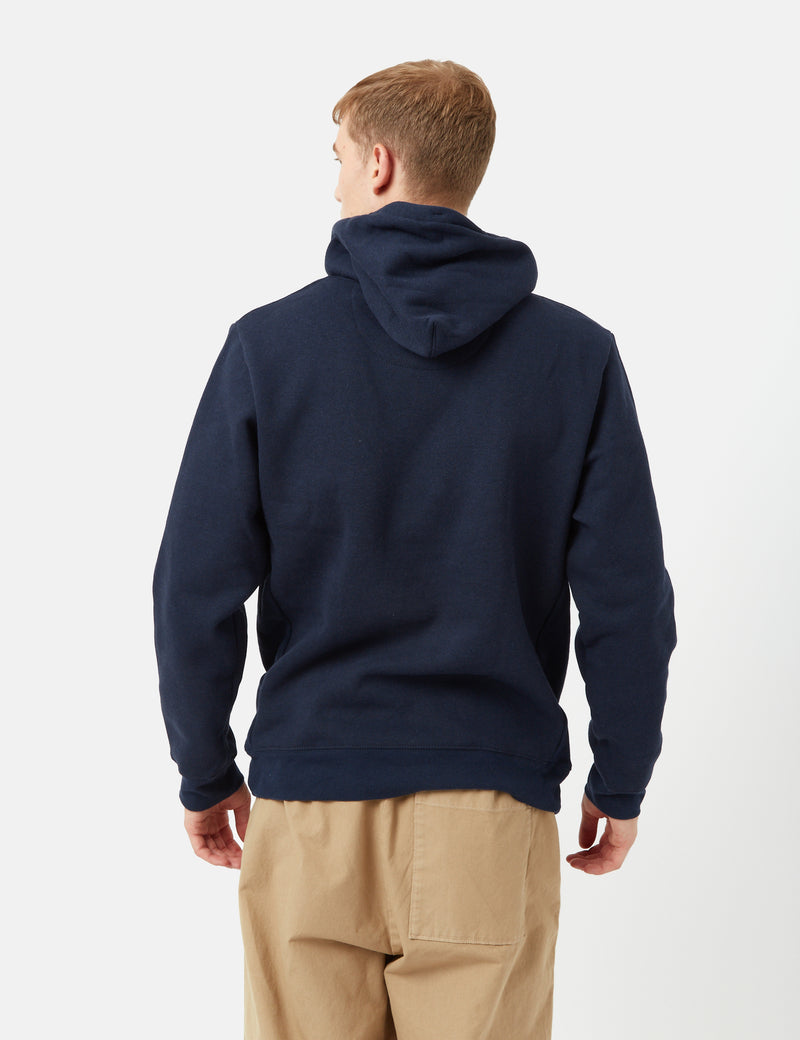 PatagoniaP-6ロゴアップリザルフード付きスウェットシャツ-ニューネイビー