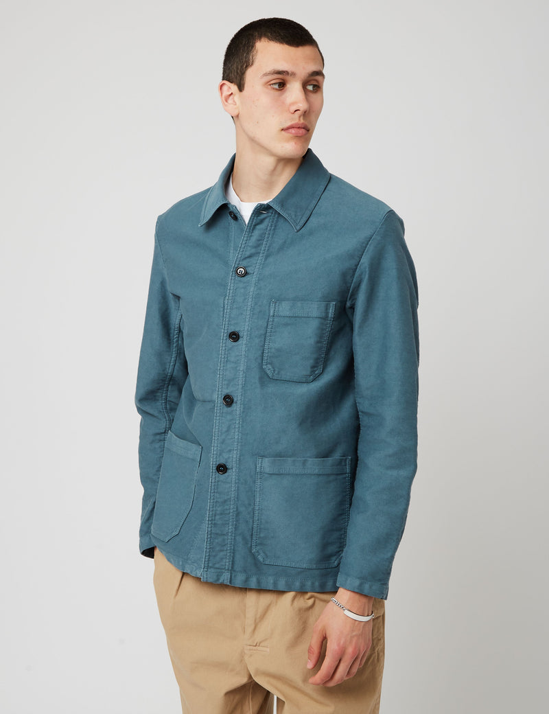 Vetra French Workwear Jacket (Moleskin) - Thyme Green