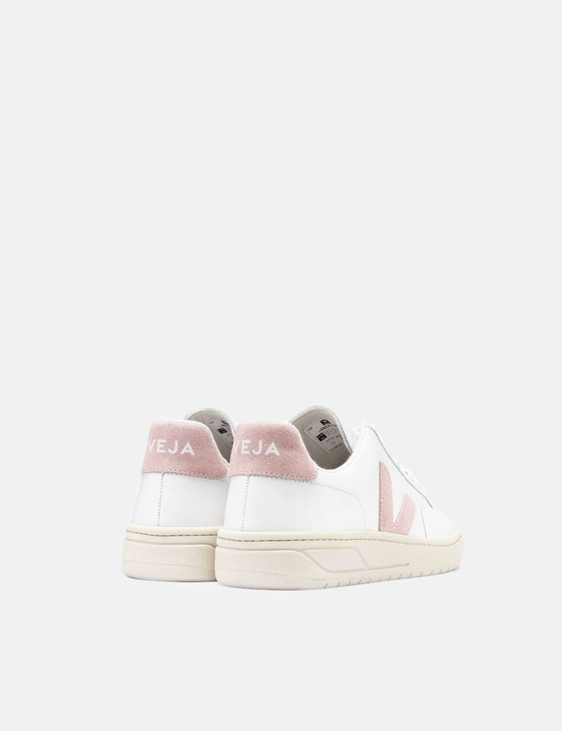 Womens Veja V-12 Leather Trainers - Extra White/Babe