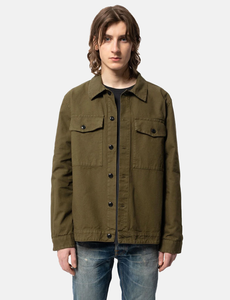 Nudie Colin Canvas Overshirt - Army Green