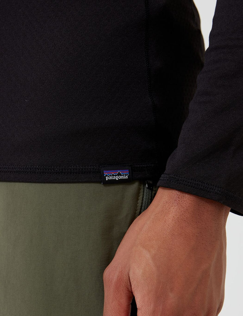 Patagonia Capilene Midweight Zip-Neck Long-Sleeved T-Shirt - Black