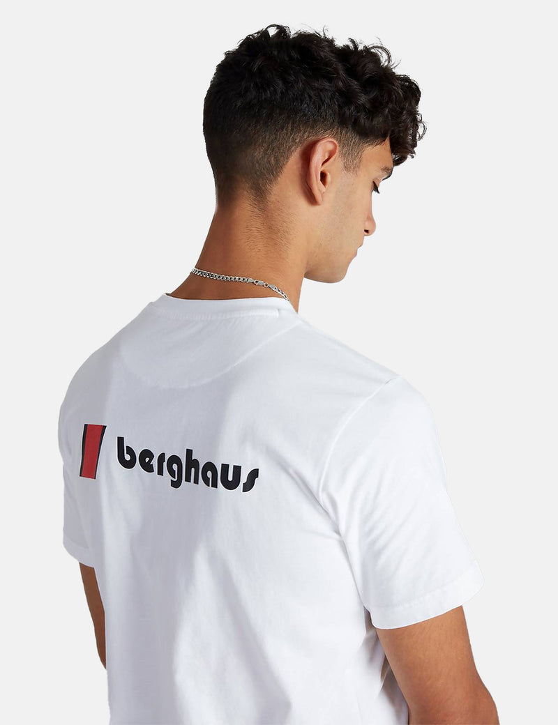 バーグハウスディーンストリートヘリテージフロントとバックのロゴTシャツ-ピュアホワイト