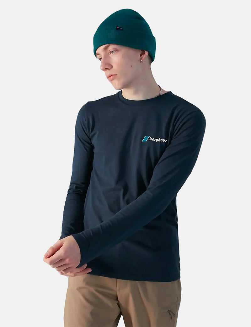 Berghaus Dean Street Heritage 전면 및 후면 로고 긴팔 티셔츠 - 블루베리