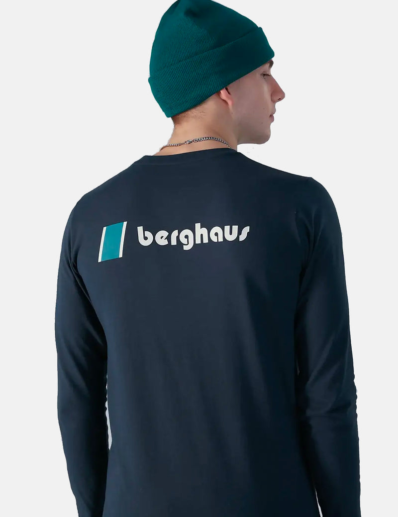 Berghaus Dean Street Heritage 전면 및 후면 로고 긴팔 티셔츠 - 블루베리