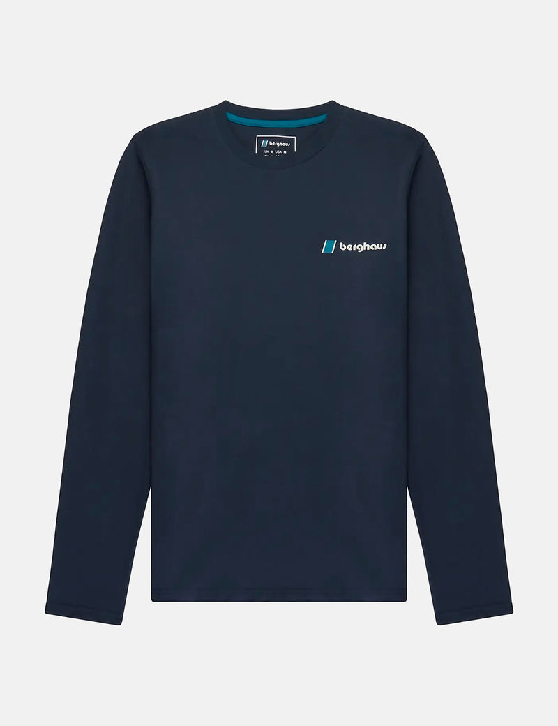 Berghaus Dean Street Heritage 전면 및 후면 로고 긴팔 티셔츠 - 블루베리