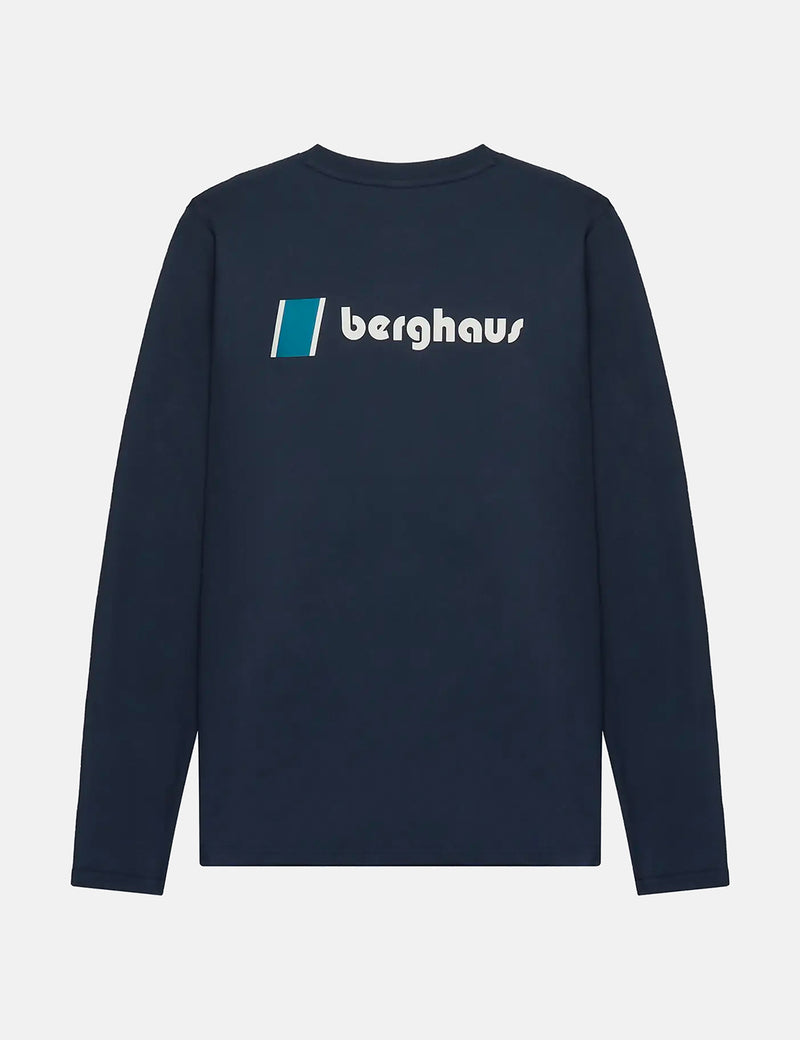Berghaus Dean Street Heritage 전면 및 후면 로고 긴팔 티셔츠 - 블루베리