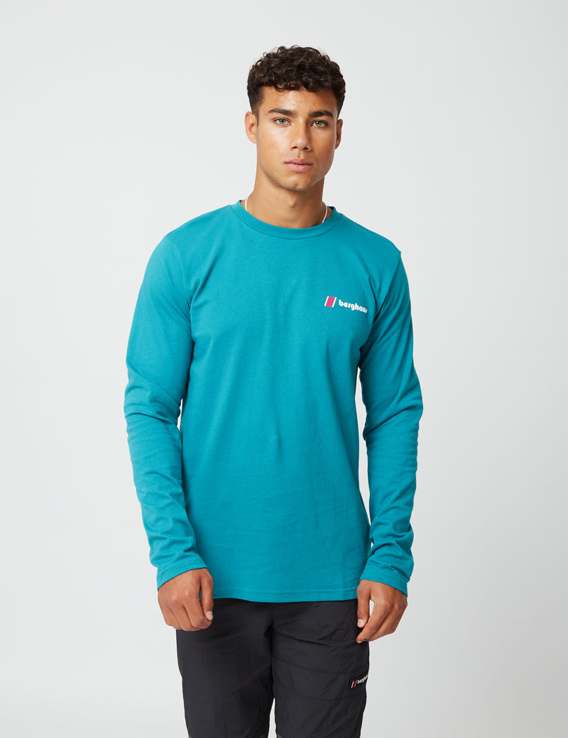 バーグハウスディーンストリートヘリテージフロント＆バックロゴロングスリーブTシャツ-ディープレイク