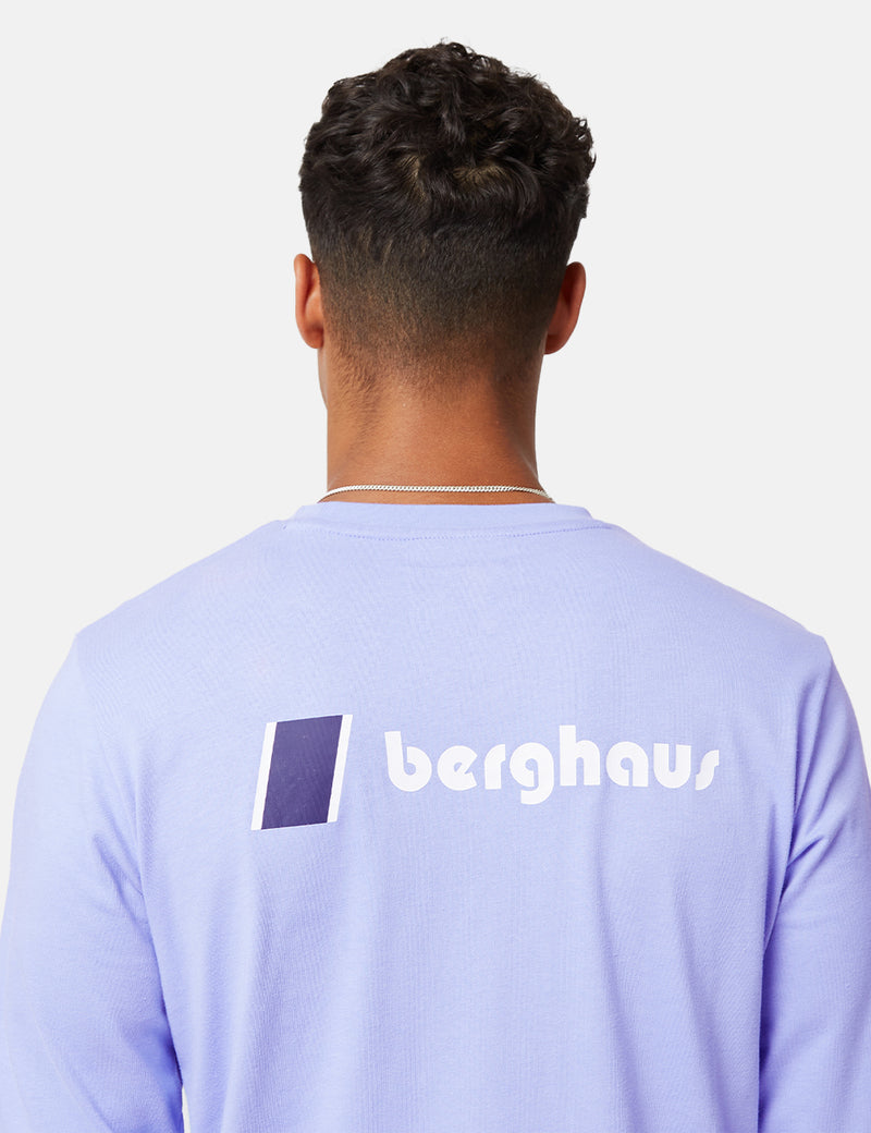 Berghaus Dean Street Heritage Langarm-T-Shirt mit Logo vorne und hinten – Pale Iris