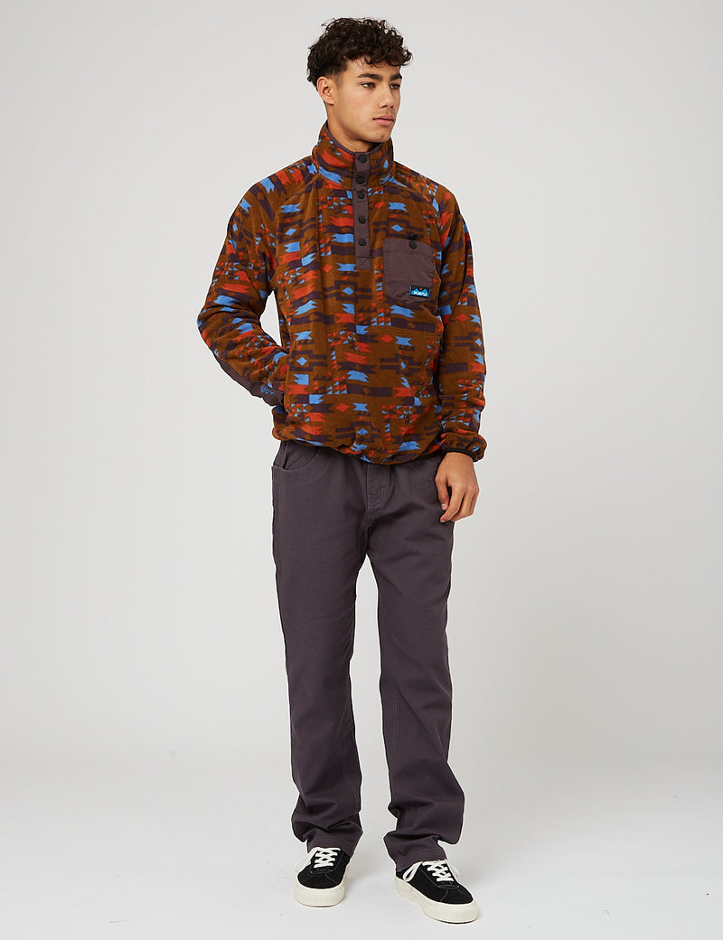 Kavu Teannaway Fleece Pullover Jacket - Cocoa Arcade Brown