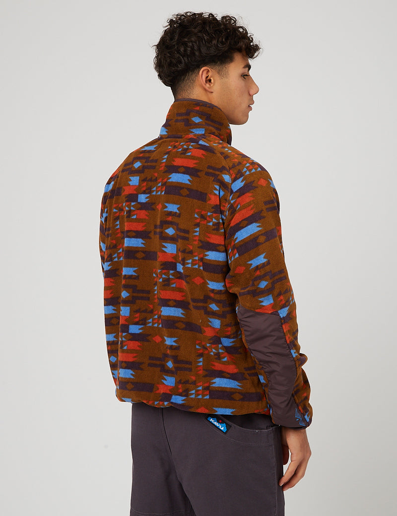 Kavu Teannaway Fleece Pullover Jacket - Cocoa Arcade Brown