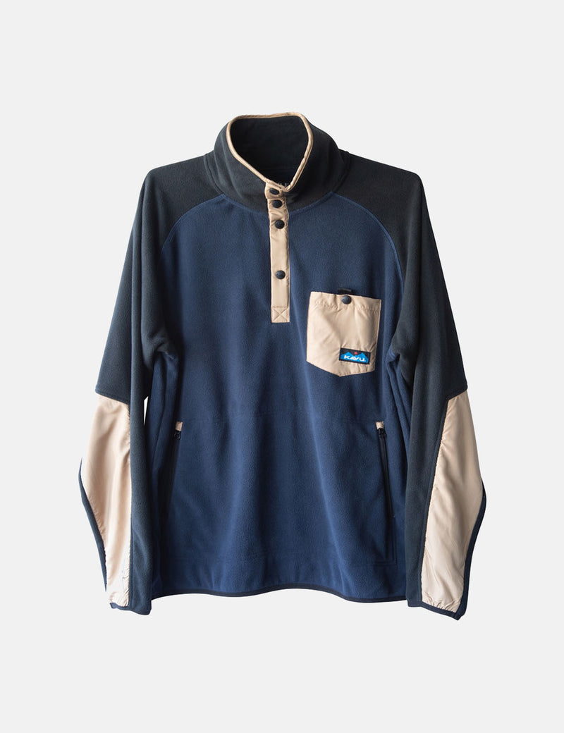 Kavu Teannaway Fleece Pullover Jacket - Marine Walker Navy Blue