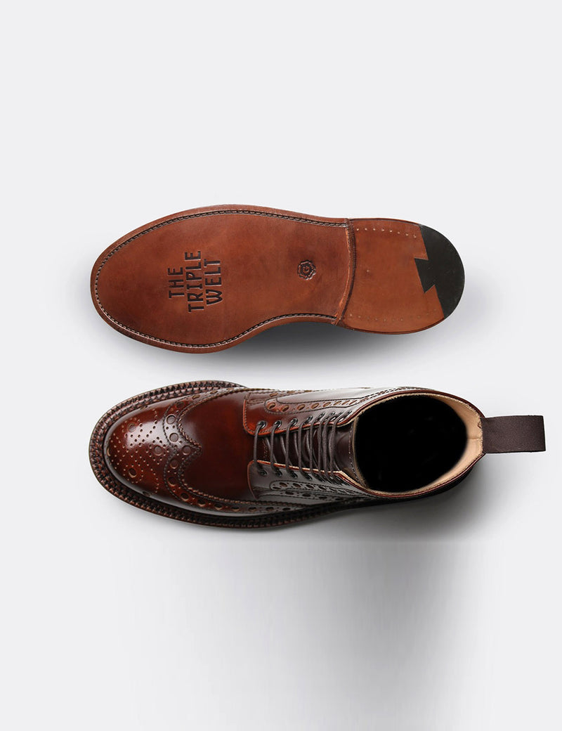 Grenson Fred Triple Welt Boot - Mahogany
