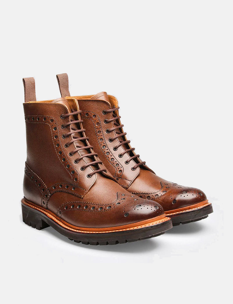 Grenson Fred Brogue Boot (Commando Sole) - Brown - URBAN EXCESS