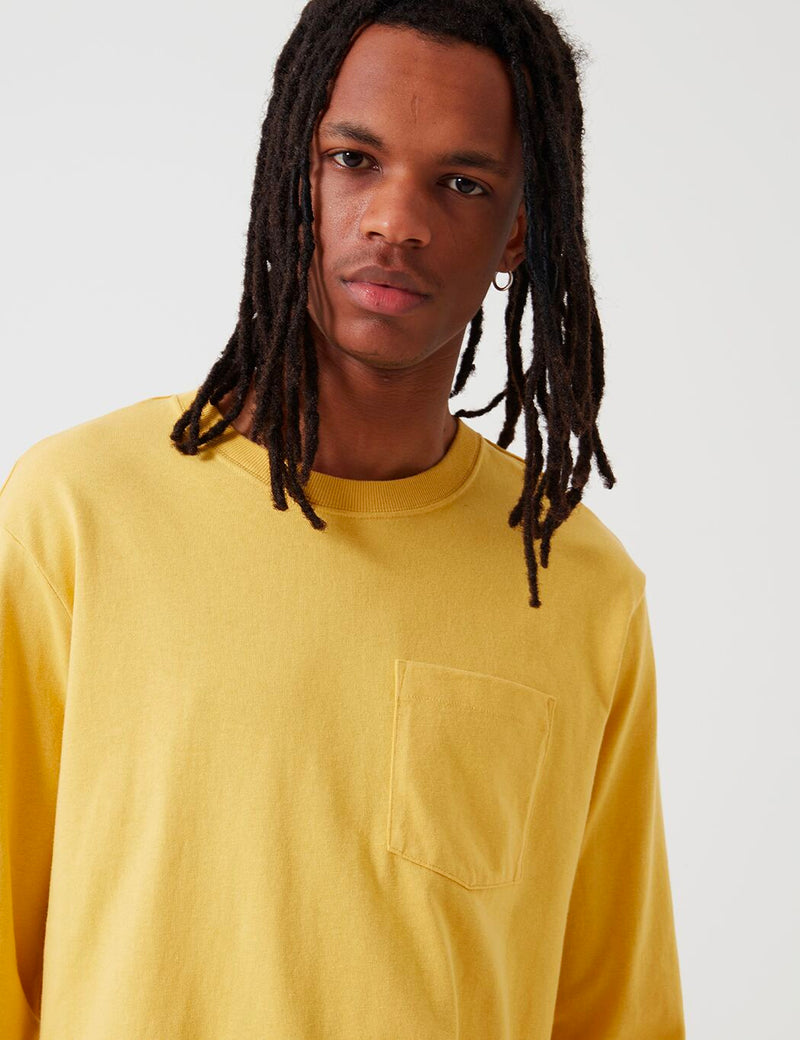 Patagonia Organic Cotton Midweight Pocket Long Sleeve T-Shirt - Surfboard Yellow