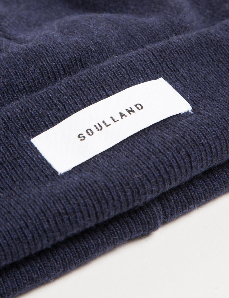 Soulland Villy Wool Beanie Hat - Navy Blue