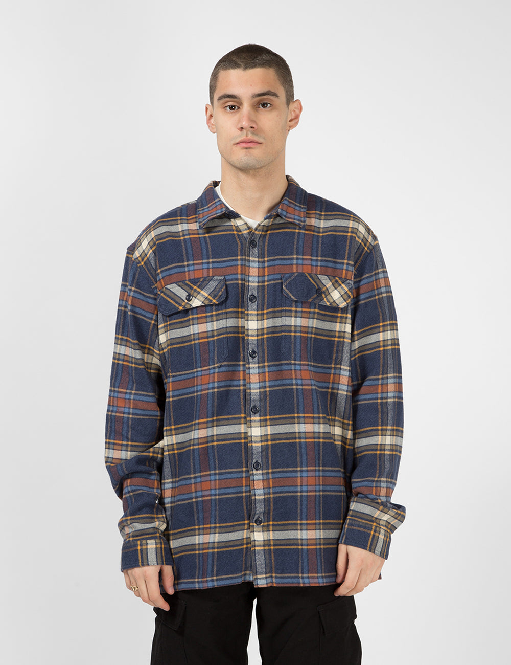 トップ patagonia FA15 ネルシャツ surf M フランネルシャツ フィヨルド 長袖シャツ