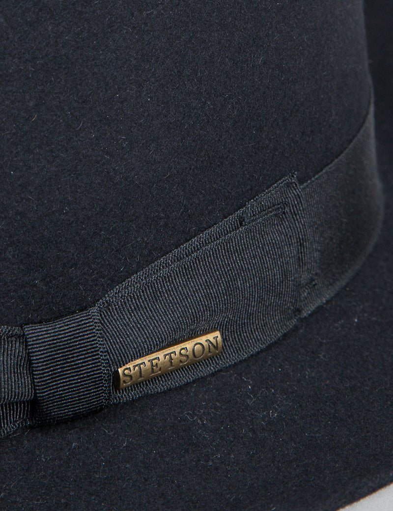 Stetson Penn Fur Felt Fedora Hat - Black