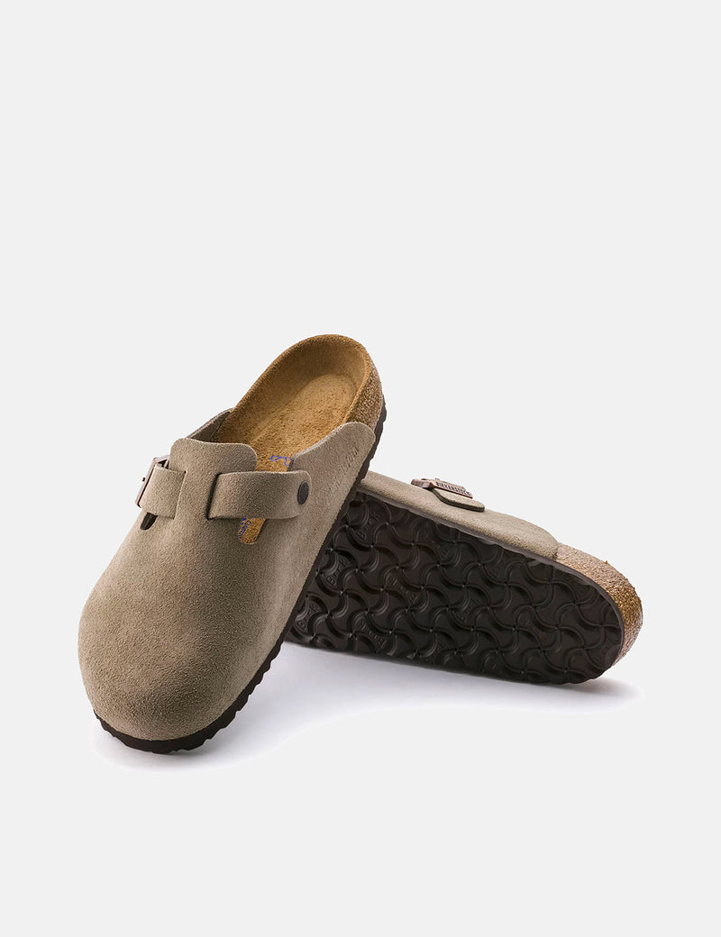 Birkenstock Boston Suede Leather (Regular, Soft Footbed) - Taupe