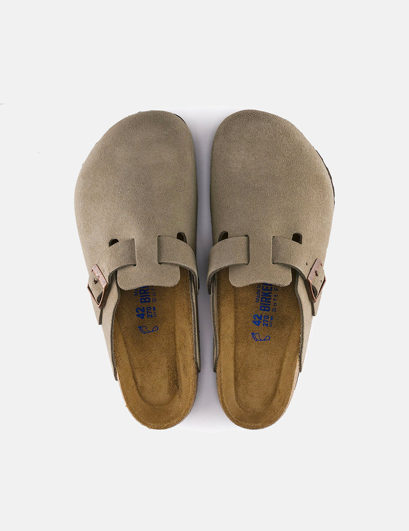 Birkenstock Boston Suede Leather (Regular, Soft Footbed) - Taupe