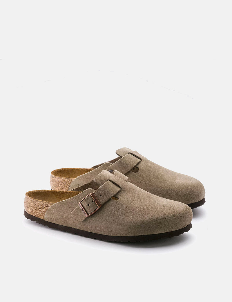 Birkenstock Boston Suede Leather (Regular, Soft Footbed) - Taupe