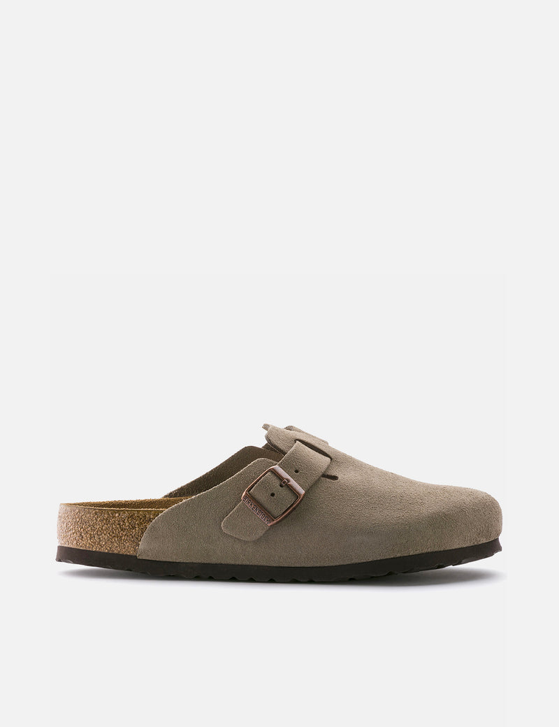 Birkenstock Boston Suede Leather (Regular, Soft Footbed) - Taupe