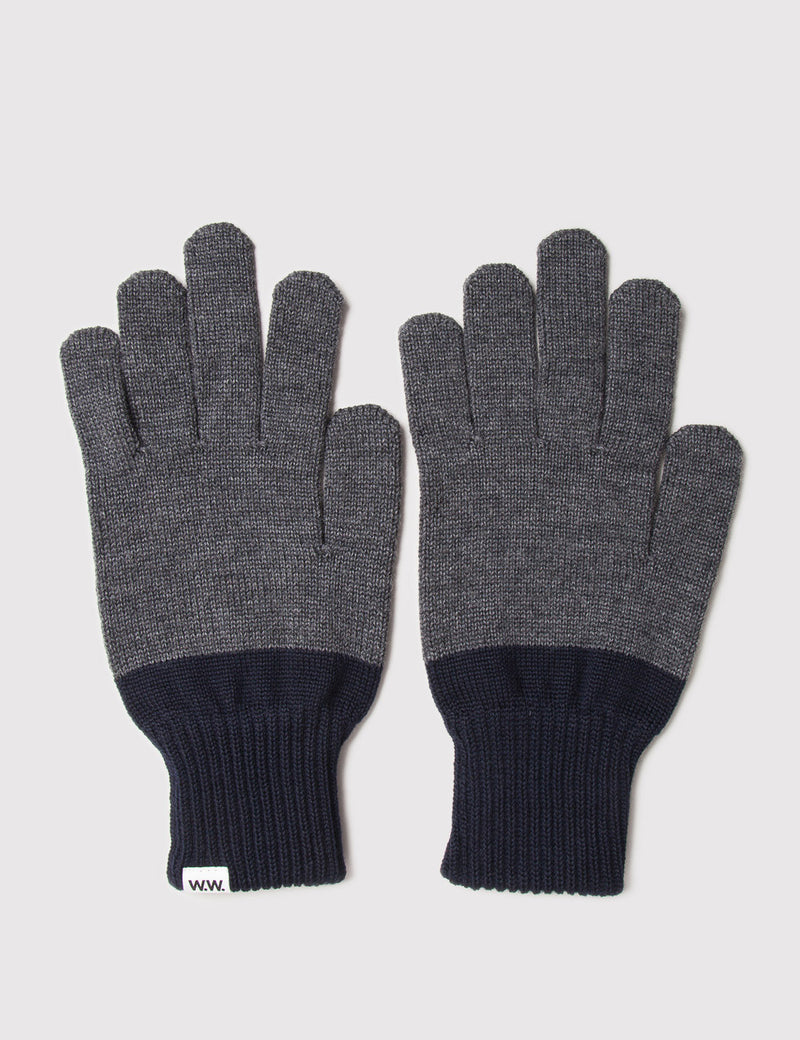 Wood Wood Merino Wool Gloves - Dark Grey