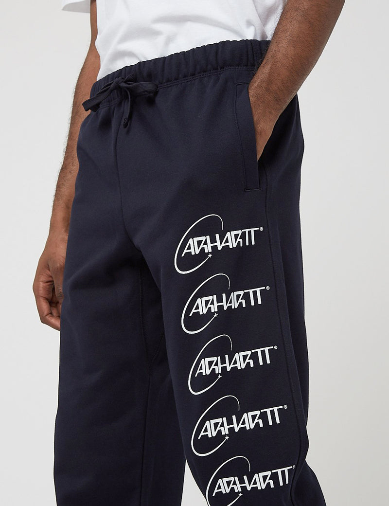 Carhartt-WIP Orbit Sweat Pants - Dark Navy Blue/White