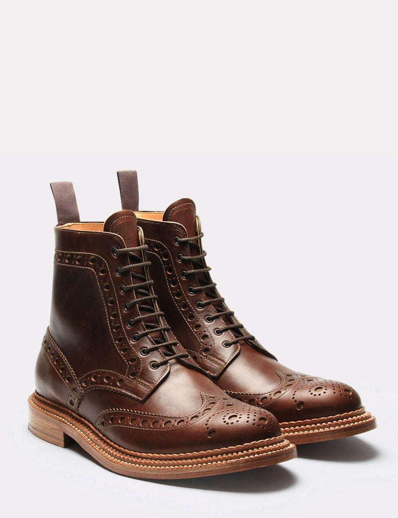 Shop Grenson Fred Triple Welt Alpine Grain Brogue Brown URBAN EXCESS