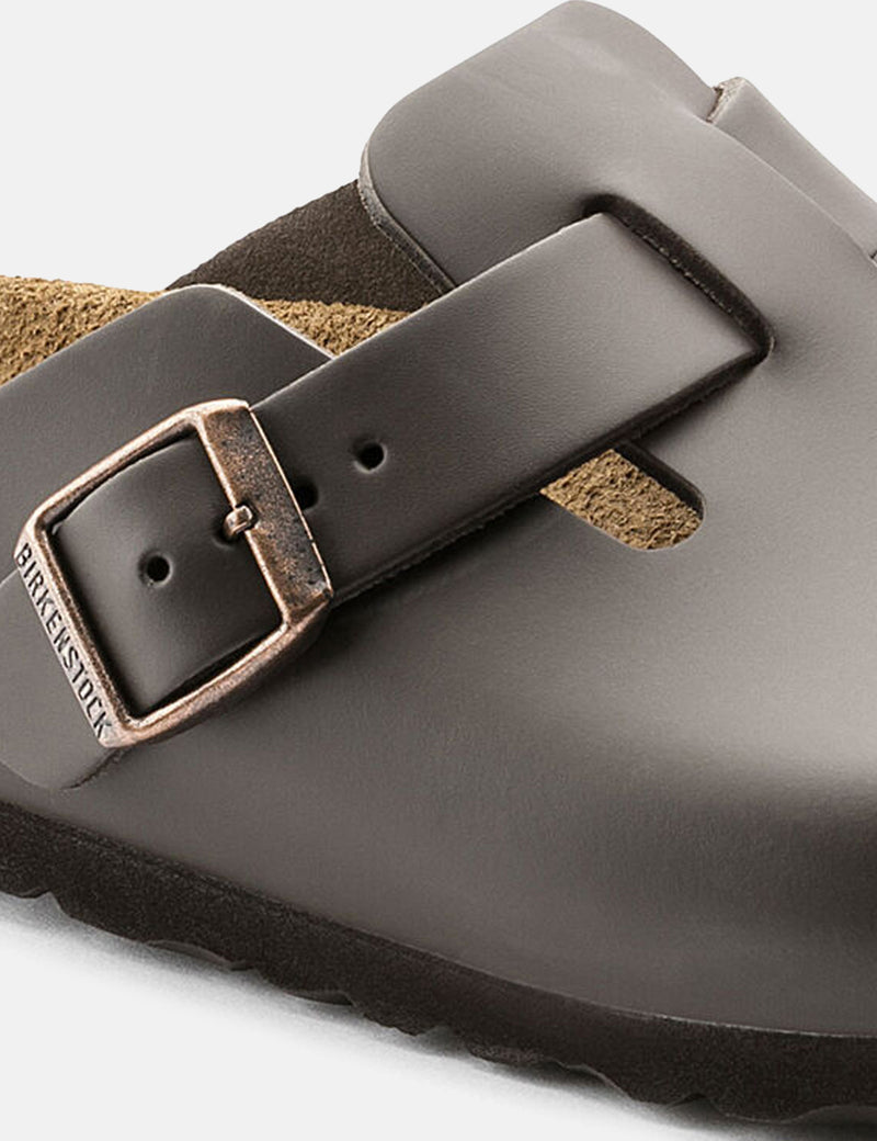 Birkenstock Boston Natural Leather (Regular) - Marron Foncé