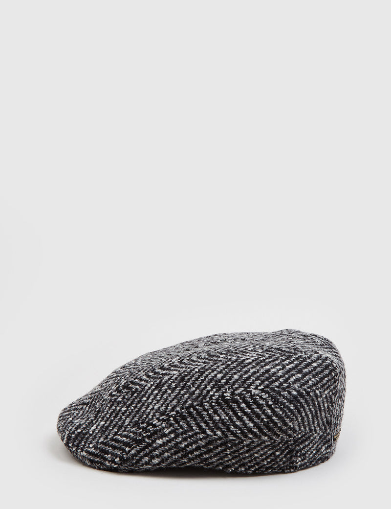Stetson Madison Flat Cap - Black/Grey Herringbone