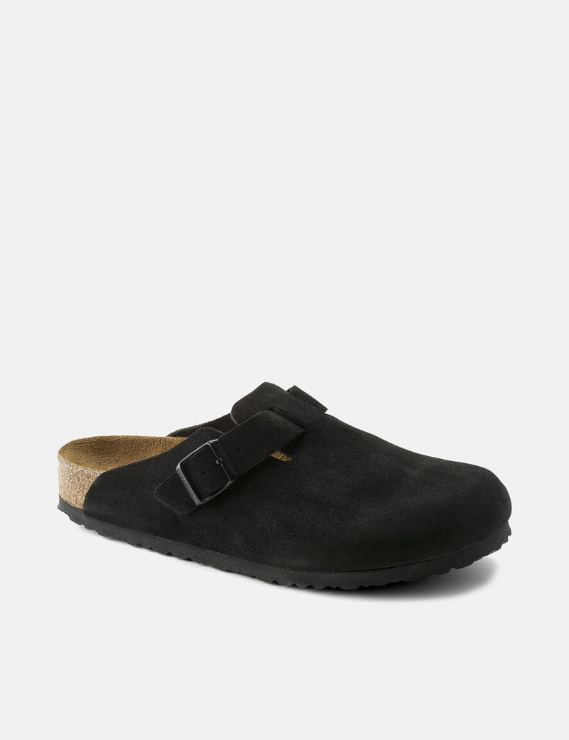 Birkenstock Boston Soft Foot Bed（スエード）-ブラック