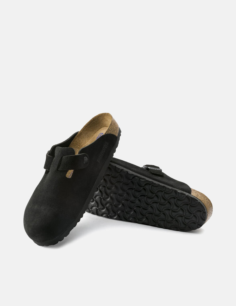 Birkenstock Boston Soft Foot Bed（スエード）-ブラック
